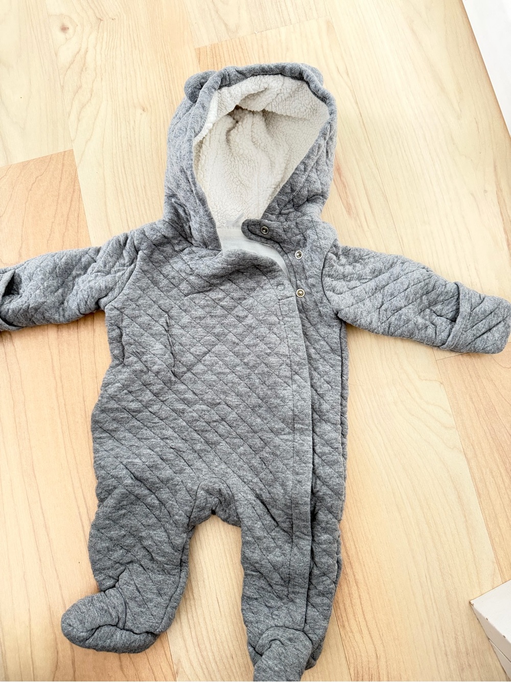 Carter's Quilted Gray Hooded Footed One-Piece
